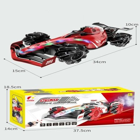 RC Stunt Car 4WD F1 Remote Control Car Rechargeable Spray of light Racing Play Car Gift for Kids Boys Girls-White