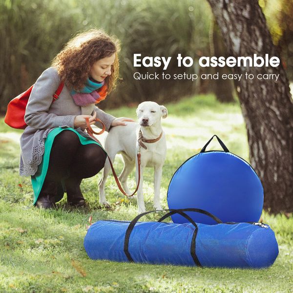 7PCS Dog Agility Equipment Obstacle Course Pet Training High Tire Hurdle Jump Exercise Supplies Sports Tunnel Weave Pole Pause Box with Bags