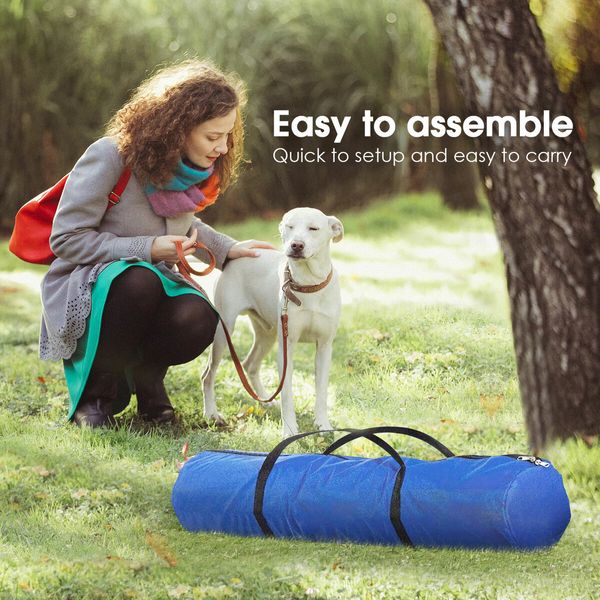 5PCS Dog Agility Equipment Set Pet Obstacle Course Hurdle Jump Training Exercise Supplies Toys Sports High Hoop Weave Pole Pause Box with Bag