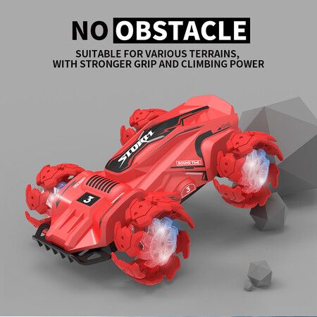 2.4 GHz Remote Control Stunt Drift Car 360°Flips All-round Driving RC Cars Toy for Boys Girls Age 14+ (Red)