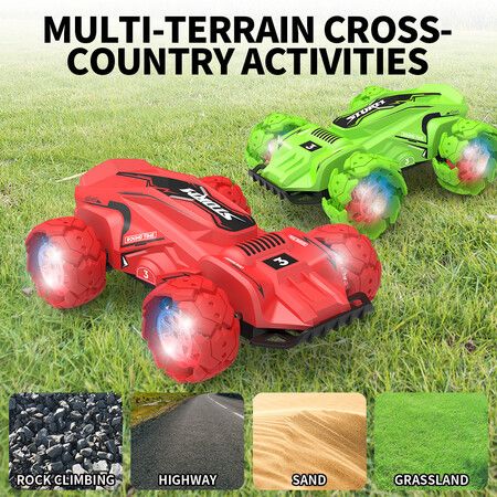 2.4 GHz Remote Control Stunt Drift Car 360°Flips All-round Driving RC Cars Toy for Boys Girls Age 14+ (Red)