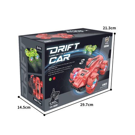 2.4 GHz Remote Control Stunt Drift Car 360°Flips All-round Driving RC Cars Toy for Boys Girls Age 14+ (Red)