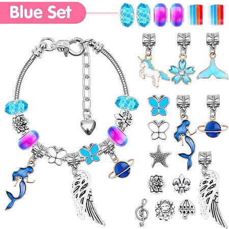 112 Pcs Charm Bracelet Jewelry Making Kit DIY Charm Arts and Crafts Gift Set for Teen Kids Ages 5+ Birthday, Holiday