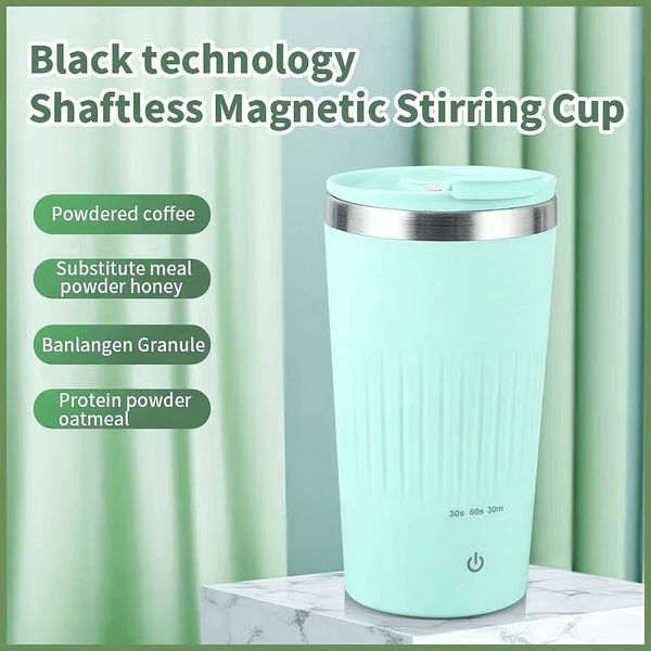 Auto Magnetic Coffee Cup with 3 Speed Mixing Function Stirring Mug with Wireless Mixing Strong Power for Coffee Mocha (Green)