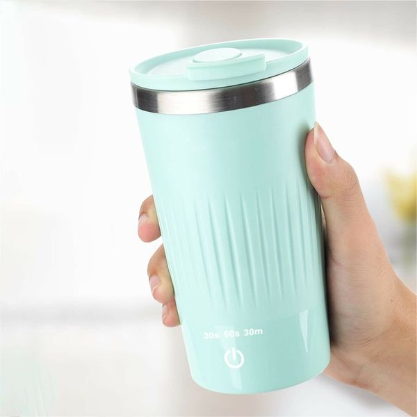 Auto Magnetic Coffee Cup with 3 Speed Mixing Function Stirring Mug with Wireless Mixing Strong Power for Coffee Mocha (Green)