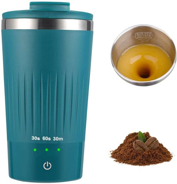 Auto Magnetic Coffee Cup with 3 Speed Mixing Function Stirring Mug with Wireless Mixing Strong Power for Coffee Mocha (Dark Green)