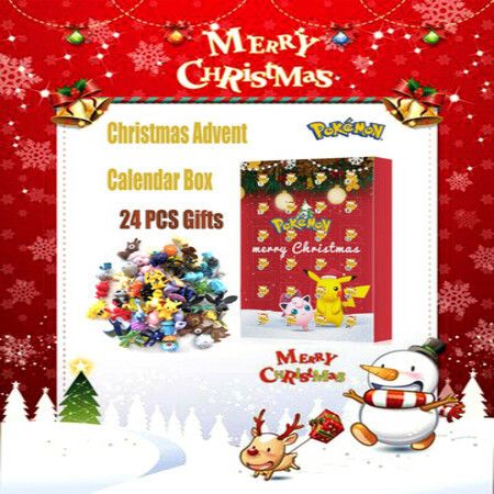 24 Pcs Set Pokemon Christmas Advent Calendar Mystery Box Navidad Action Figures Model Toy Pikachu Collect Dolls Birthday Gifts