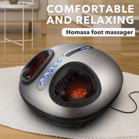 HOMASA Foot Massager Machine Spa Reflexology with Heat Shiatsu Deep Kneading 3 Modes Feet Massage Gift for Home Office