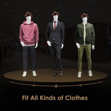 Male Mannequin 185CM Full Body With Wig Manikin Display Stand Dress Form Adjustable Detachable White