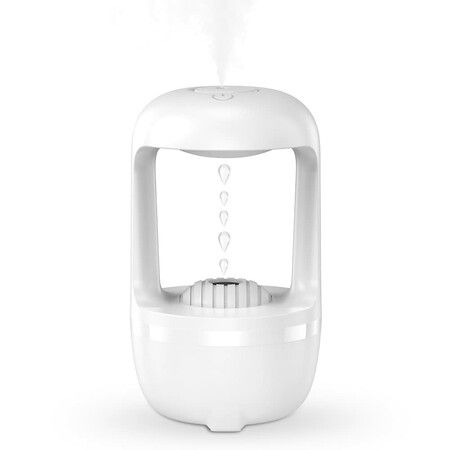 Mist Humidifiers for Bedroom with Cute Water Drops & Light Effects, Small Room Air Diffuser for Baby, Home, Office (White)