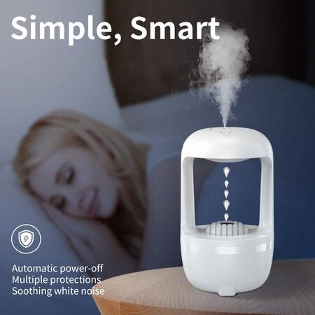 Mist Humidifiers for Bedroom with Cute Water Drops & Light Effects, Small Room Air Diffuser for Baby, Home, Office (White)