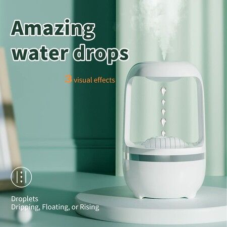 Mist Humidifiers for Bedroom with Cute Water Drops & Light Effects, Small Room Air Diffuser for Baby, Home, Office (White)