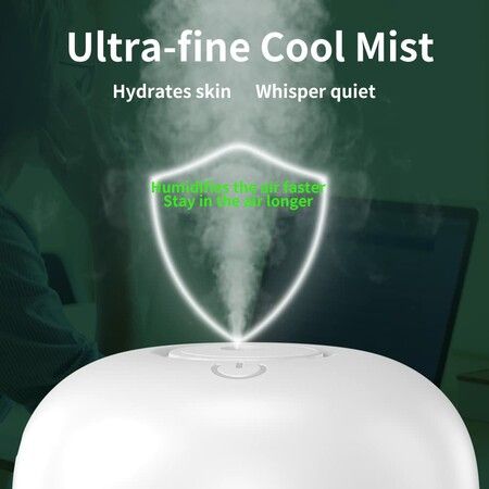 Mist Humidifiers for Bedroom with Cute Water Drops & Light Effects, Small Room Air Diffuser for Baby, Home, Office (White)