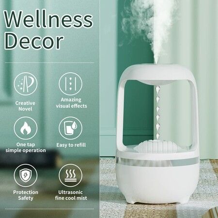 Mist Humidifiers for Bedroom with Cute Water Drops & Light Effects, Small Room Air Diffuser for Baby, Home, Office (White)