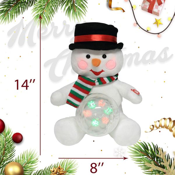 Christmas Reindeer Interactive Singing Animation Plush Animal Music Electric Stuffed Toy with Ball Children Gift (Snowman)