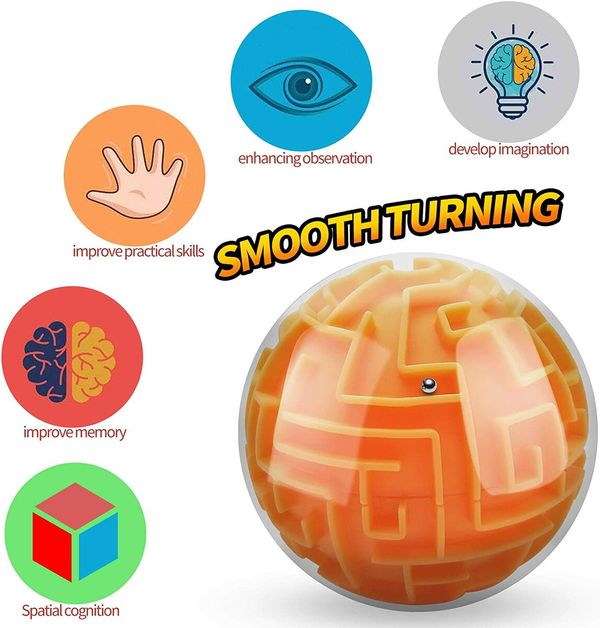 Amaze 3D Gravity Memory Sequential Maze Ball Puzzle Toy Gifts for Kids Adults - Challenges Game Lover Tiny Balls Brain Teasers Game (Orange)