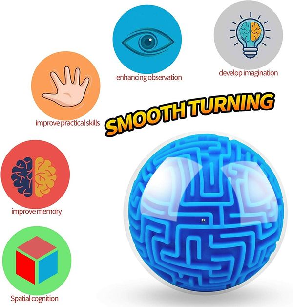 Amaze 3D Gravity Memory Sequential Maze Ball Puzzle Toy Gifts for Kids Adults - Challenges Game Lover Tiny Balls Brain Teasers Game (Blue)