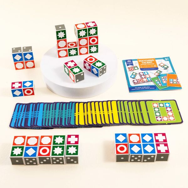 Wooden Matching Games Puzzle Pattern Block Madness Puzzles Board Games Matching Talent Cube Building Sensory Educational Toys for Age 3+