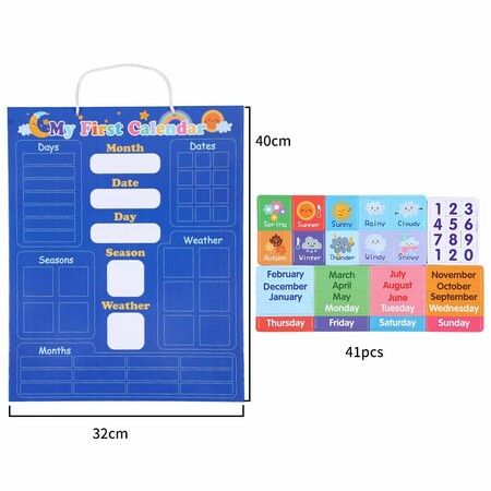 Classroom Calendar Chart Magnetic Preschool Learning Toys Homeschool Supplies Hang on Wall or Fridge Magnetic Blocks