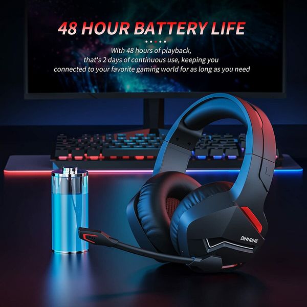 Wireless Gaming Headset with Microphone for PC PS4 PS5 Playstation 4 5, 2.4G Wireless Bluetooth USB Gamer Headphones with Mic for Laptop Computer