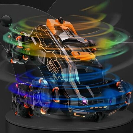 Remote Control Car 2.4 GHz Six-Wheel 4WD Gesture Sensor Stunt Car Arm Stunt Toy Car with Music Lights Spray Age 8+ (Orange)