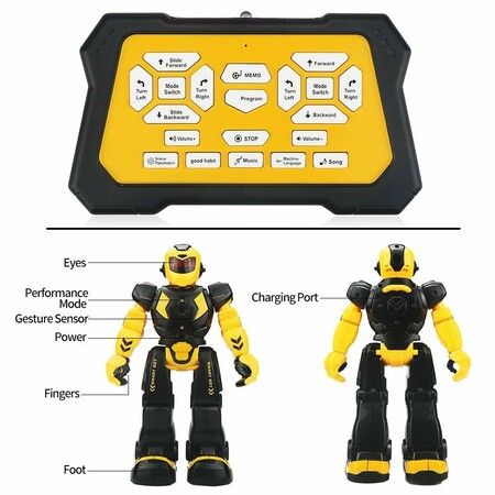 RC Robots Intellectual Gesture Sensor Programmable Toys with Infrared Controller  Kits for Kids Age 6+(Yellow)