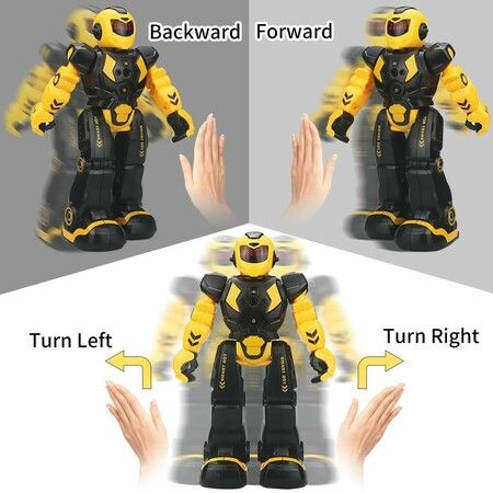 RC Robots Intellectual Gesture Sensor Programmable Toys with Infrared Controller  Kits for Kids Age 6+(Yellow)