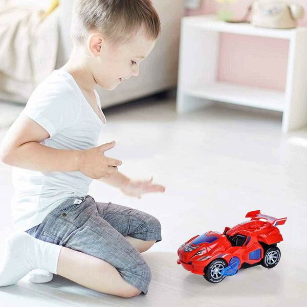 2 in 1 Transforming Dinosaur LED Car Automatic Eletric Toy Car Lamps for Kids Toddlers Ages 3+(Red)