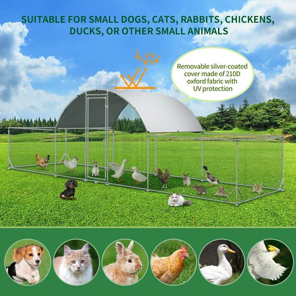 Chicken Coop Run Walk In Bird Cage Rabbit Bunny Hutch Pen Hen Chook House Dog Cat Enclosure Fence Shelter XL 660x190x195cm