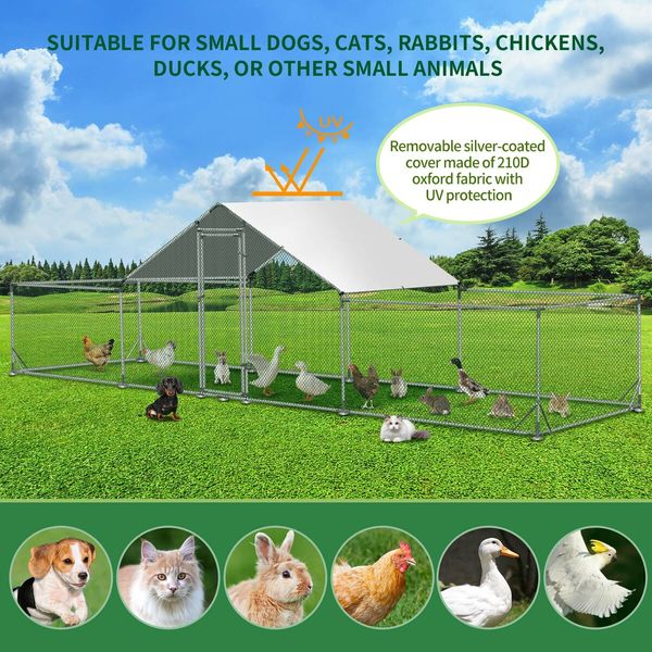 Chicken Coop Run Rabbit Hutch Walk In Bird Cage Pen Bunny Hen Chook House Dog Cat Enclosure XXL 700x200x195cm