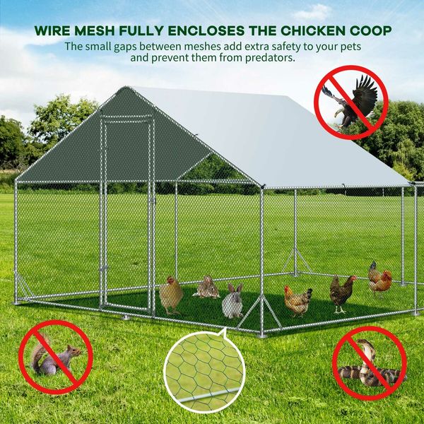 Chicken Run Coop Walk In Rabbit Hutch Bird Cage Hen Chook Pen House Dog Cat Enclosure Fence Bunny Shelter Aviary Large 300x400x195cm