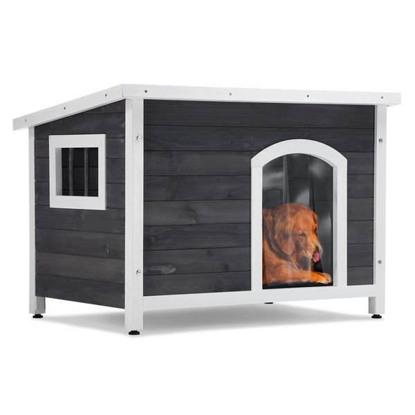 Large Dog House Kennel Cat Pet Puppy Crate Box Home Shelter Wood Outdoor Cabin Cage Weatherproof Lift up Asphalt Roof