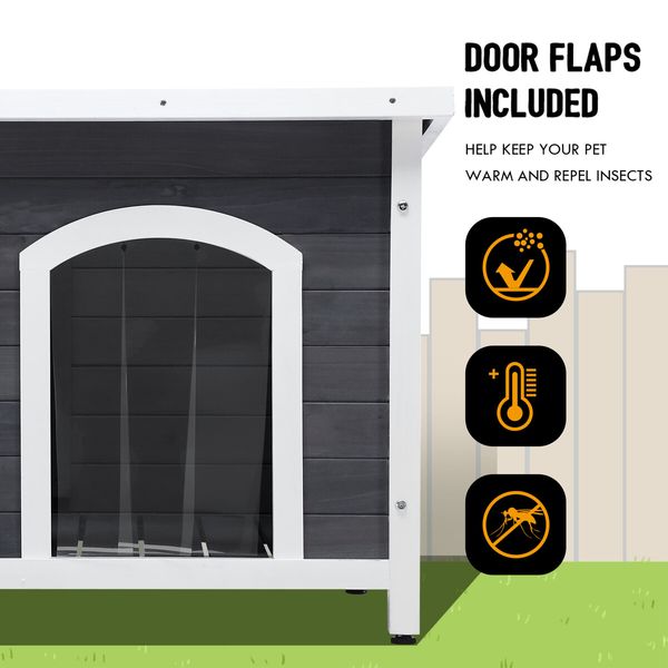 Large Dog House Kennel Cat Pet Puppy Crate Box Home Shelter Wood Outdoor Cabin Cage Weatherproof Lift up Asphalt Roof