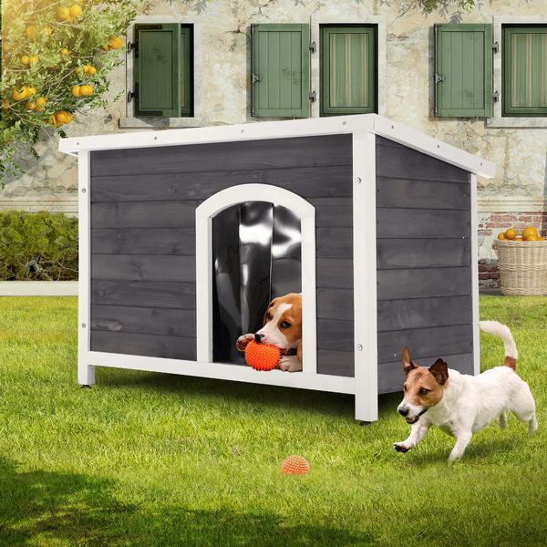 Large Dog House Kennel Cat Pet Puppy Crate Box Home Shelter Wood Outdoor Cabin Cage Weatherproof Lift up Asphalt Roof