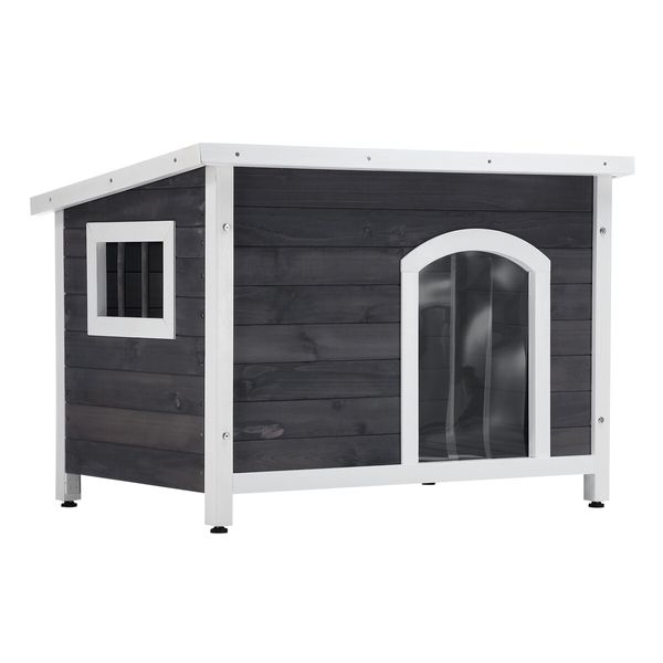 Large Dog House Kennel Cat Pet Puppy Crate Box Home Shelter Wood Outdoor Cabin Cage Weatherproof Lift up Asphalt Roof