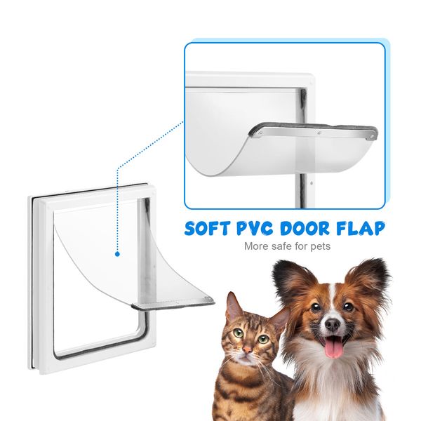 Pet Dog Cat Door Flap Large 2-Way Locking Safe Brushy Security Wall Metal Slide-in Lockable Panel