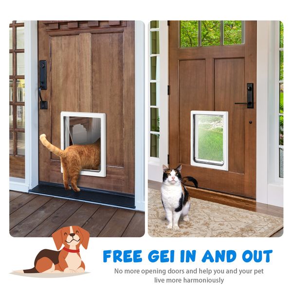 Pet Dog Cat Door Flap Medium 2-Way Locking Safe Brushy Security Wall Metal Slide-in Lockable Panel