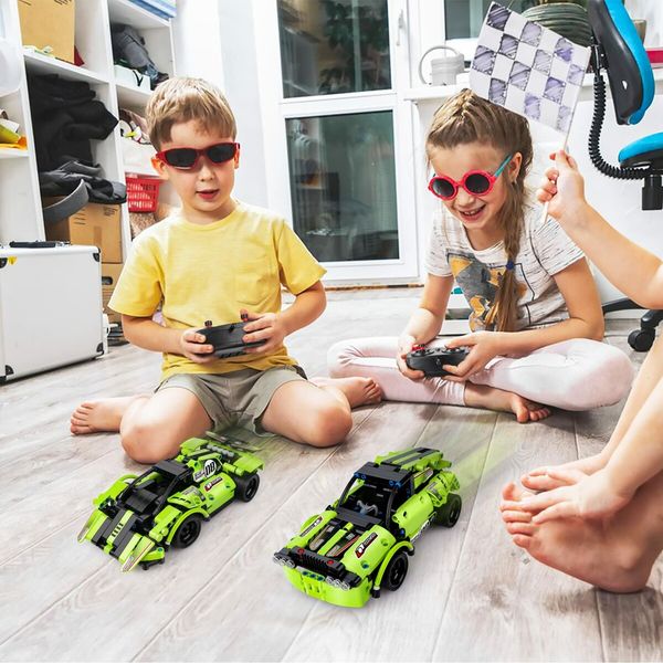 STEM Building Blocks Remote Control Racer Snap Together Engineering Racecar Gift for Kids Age 6+