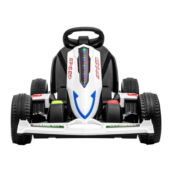 Kids Electric Car Ride On Go Kart Vehicle Remote Control Racing Toy Off Road Riding 12V with LED MP3 Battery White 