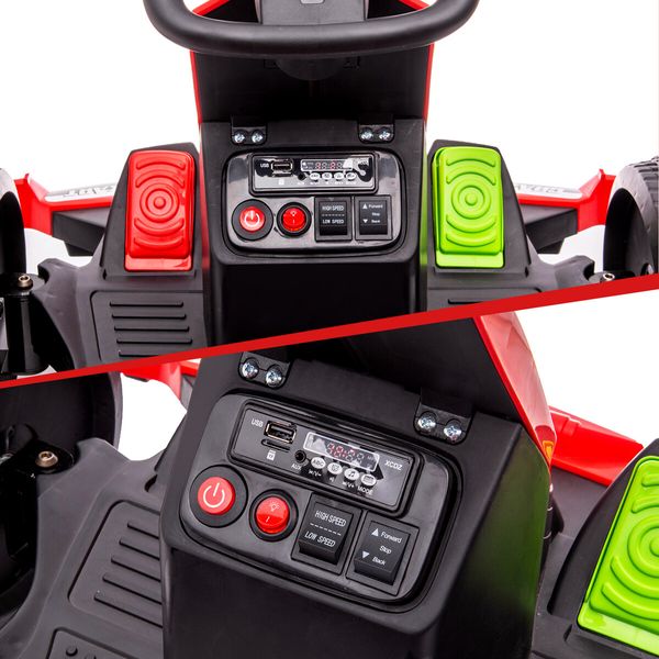 Kids Electric Car Remote Control Ride on Go Kart Racing Vehicle Toy off Road Riding 12V with LED MP3 Battery Red 