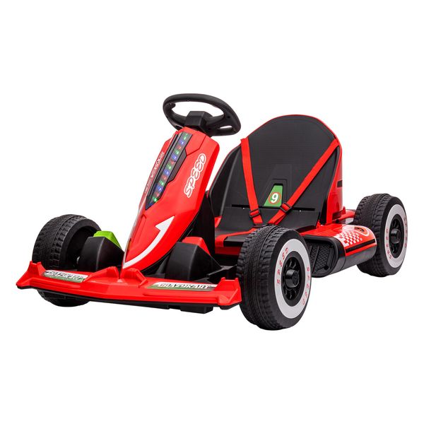 Kids Electric Car Remote Control Ride on Go Kart Racing Vehicle Toy off Road Riding 12V with LED MP3 Battery Red 