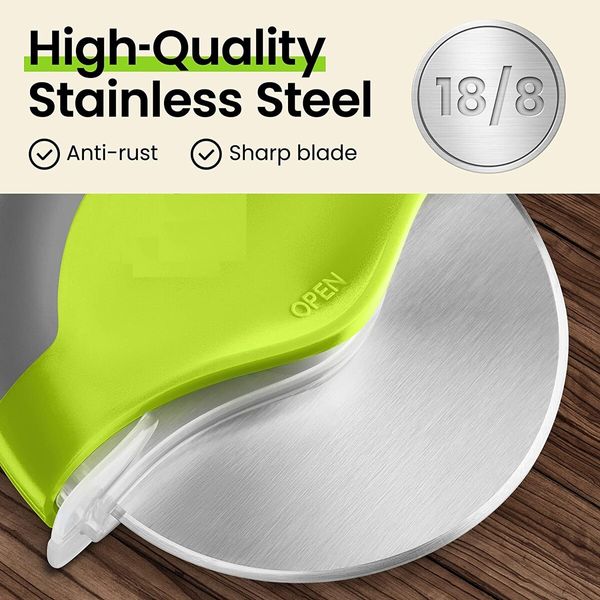 Pizza Cutter Wheel - No Effort Pizza Slicer with Protective Blade Guard and Ergonomic Handle - Super Sharp and Dishwasher Safe (Green)