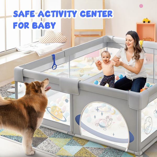 Baby Playpen Pen Fence Playground Enclosure Safety Gate Activity Centre Barrier Play Room Yard 150x200cm 