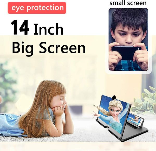 Smartphone Screen Magnifier Stand 14 Inch 3D Foldable Amplifier for Cell Phone with Adjustable Angle