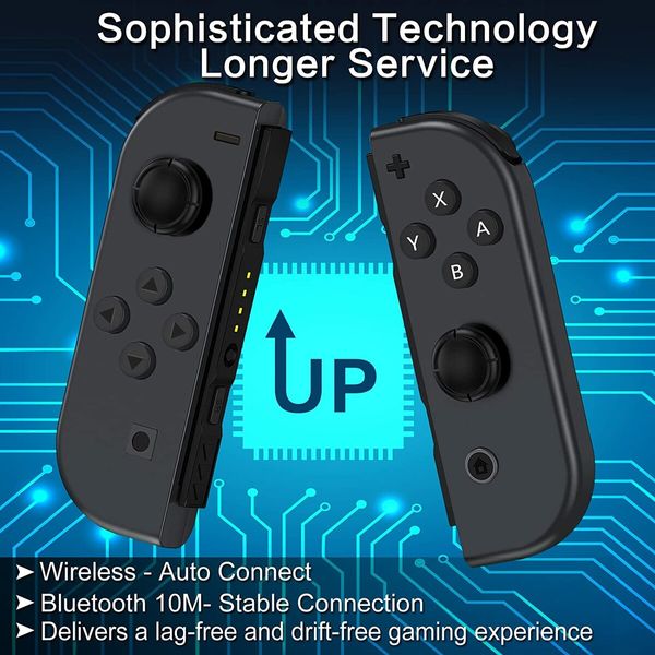 Joy Cons for Switch Controllers,Replacement with Wireless Nintendo Switch Controller,L/R Controllers for Switch Joycons Support Motion Control/Dual Vibration/Wake-up/Screenshot (Black)