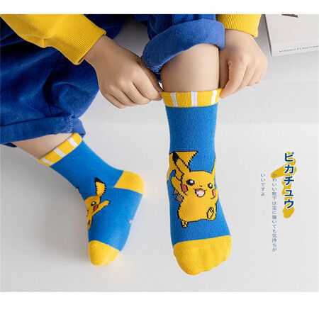 Pokemon KIDS 5 Pack Socks Patterned Novelty Colorful Funny Cartoon SizeL