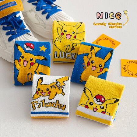 Pokemon KIDS 5 Pack Socks Patterned Novelty Colorful Funny Cartoon SizeS