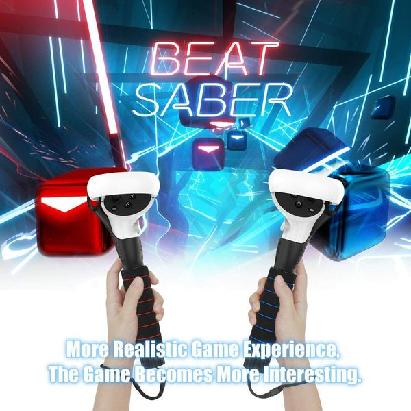 Dual Handles Extension Grips for Meta Quest 2/Quest/Rift S Controllers Playing Beat Saber Games