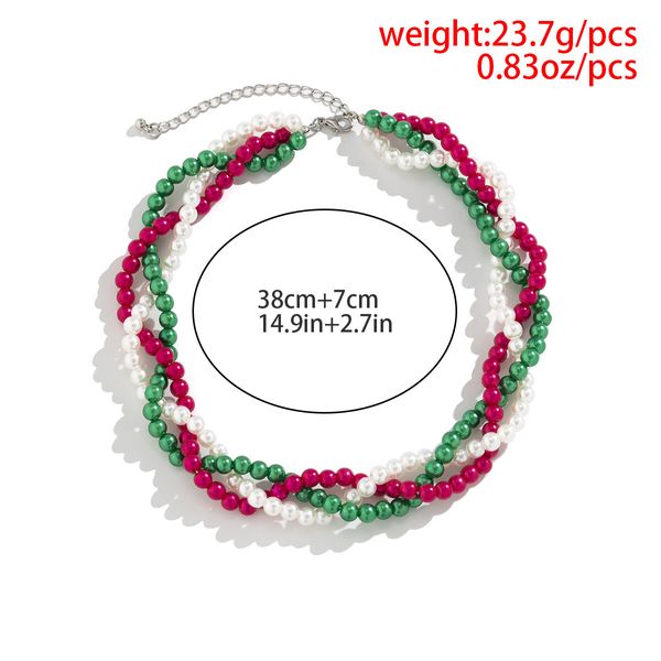 Christmas Jingle Bell Necklace Women Statement Chunky Crystal Teardrop Pendant Necklace Xmas Gift Jewelry