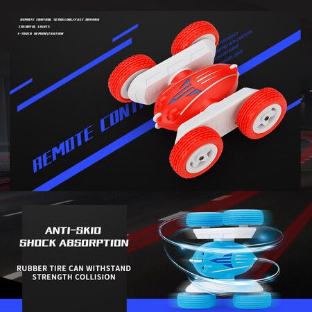 Newest Remote Control Car Rollover Stunt Car, Dual Sided off-Road Charging, Electric Racing Children'S Toy Boy Color Blue